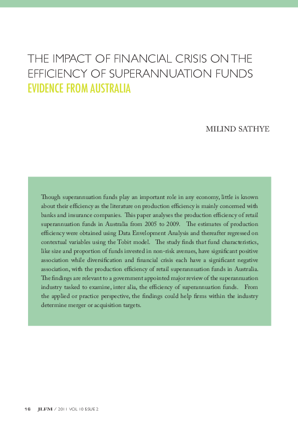 (PDF) The impact of financial crisis on the efficiency of ...
