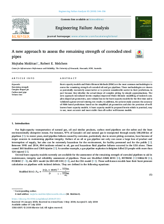 (PDF) A new approach to assess the remaining strength of corroded steel ...