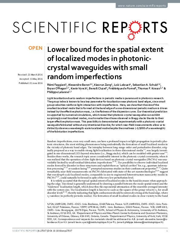 (PDF) Lower bound for the spatial extent of localized modes in photonic ...