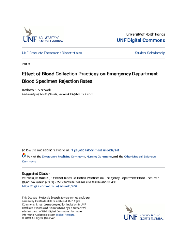 (PDF) Effect of Blood Collection Practices on Emergency Department