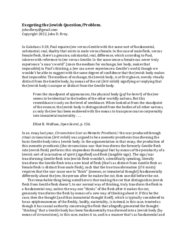 (PDF) Exegeting the Jewish Question/Problem.