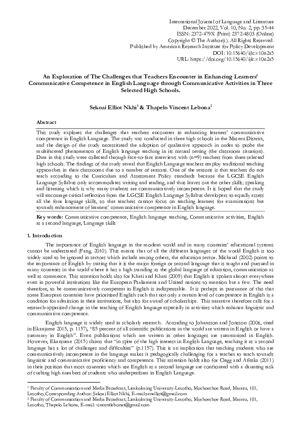 (PDF) An Exploration of The Challenges that Teachers Encounter in ...
