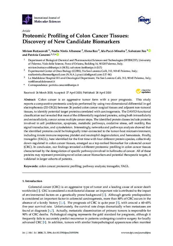 (PDF) Proteomic Profiling of Colon Cancer Tissues: Discovery of New ...