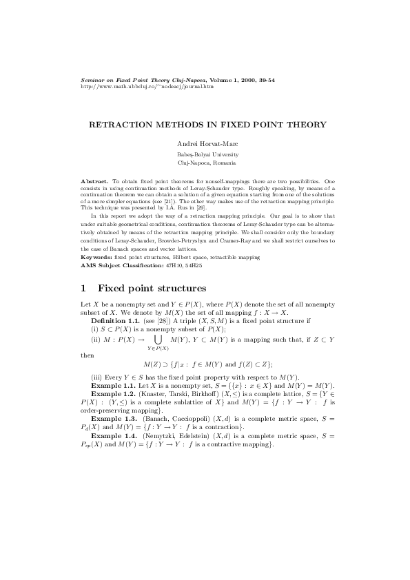 (PDF) Retraction Methods in Fixed Point Theory