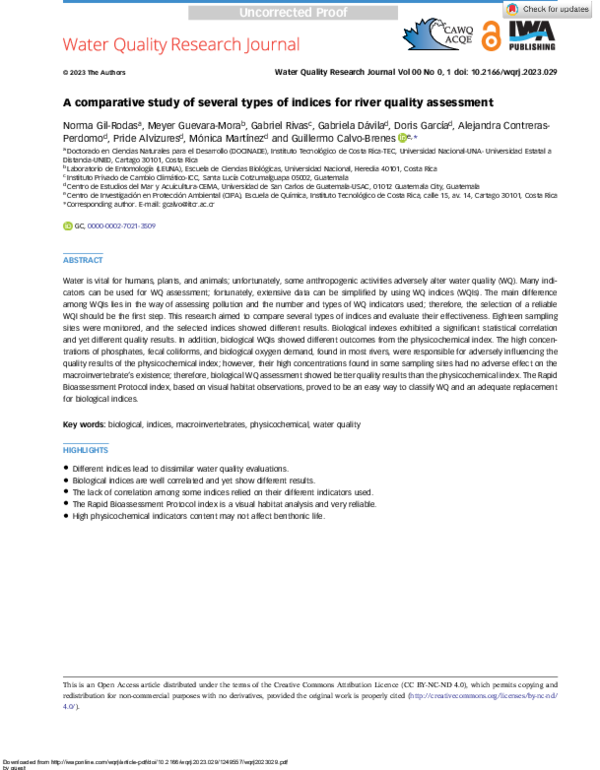 (PDF) A comparative study of several types of indices for river quality ...