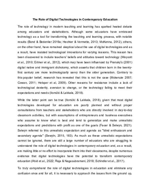 (DOC) The Place of Digital Technologies in Contemporary Education