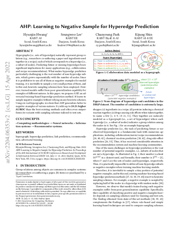 (PDF) AHP: Learning to Negative Sample for Hyperedge Prediction