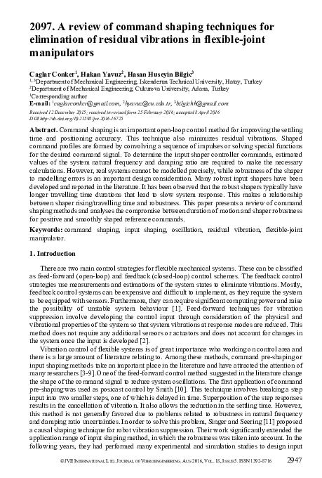 (PDF) A review of command shaping techniques for elimination of ...