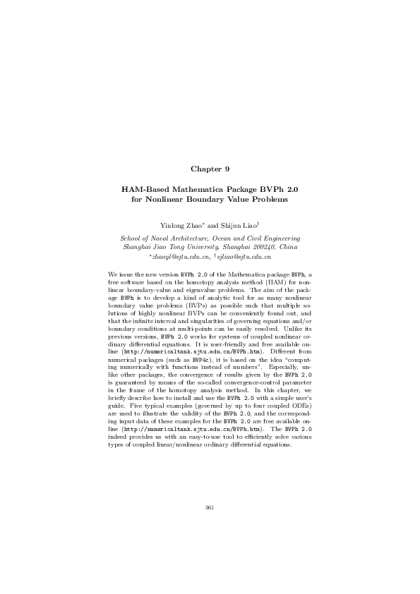 (PDF) Chapter 9: HAM-Based Mathematica Package BVPh 2.0 for Nonlinear ...