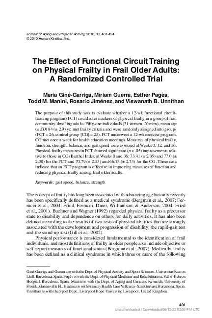 (PDF) The Effect of Functional Circuit Training on Physical Frailty in ...