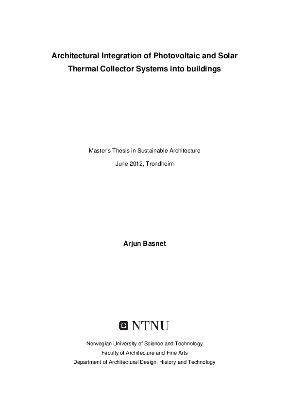 (PDF) Architectural Integration of Photovoltaic and Solar Thermal ...