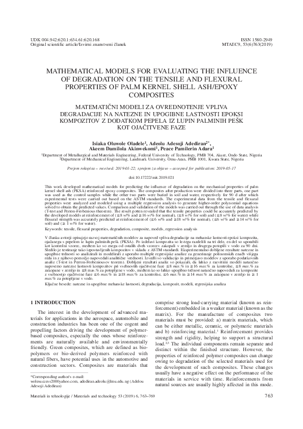 (PDF) Mathematical models for evaluating the influence of degradation ...