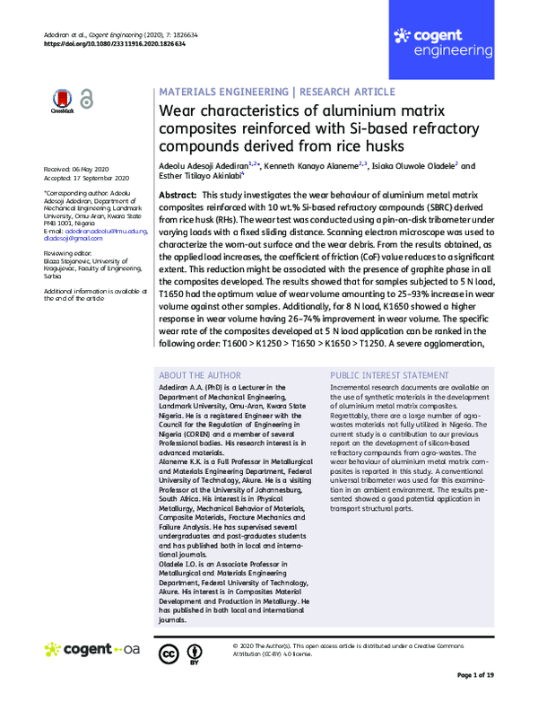 (PDF) Wear characteristics of aluminium matrix composites reinforced ...