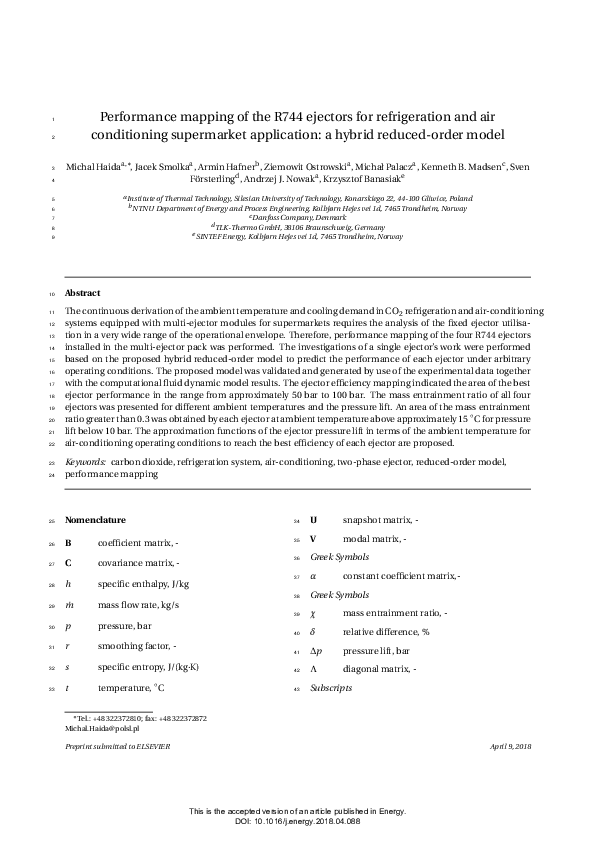 (PDF) Performance mapping of the R744 ejectors for refrigeration and ...