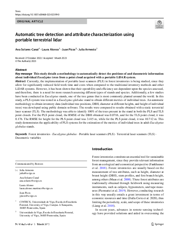 (PDF) Automatic tree detection and attribute characterization using ...
