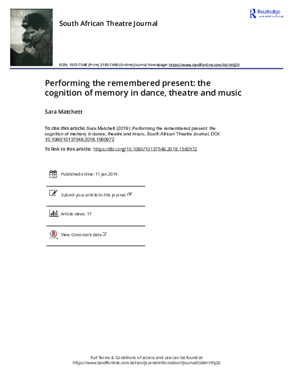 (PDF) Performing the remembered present: the cognition of memory in ...