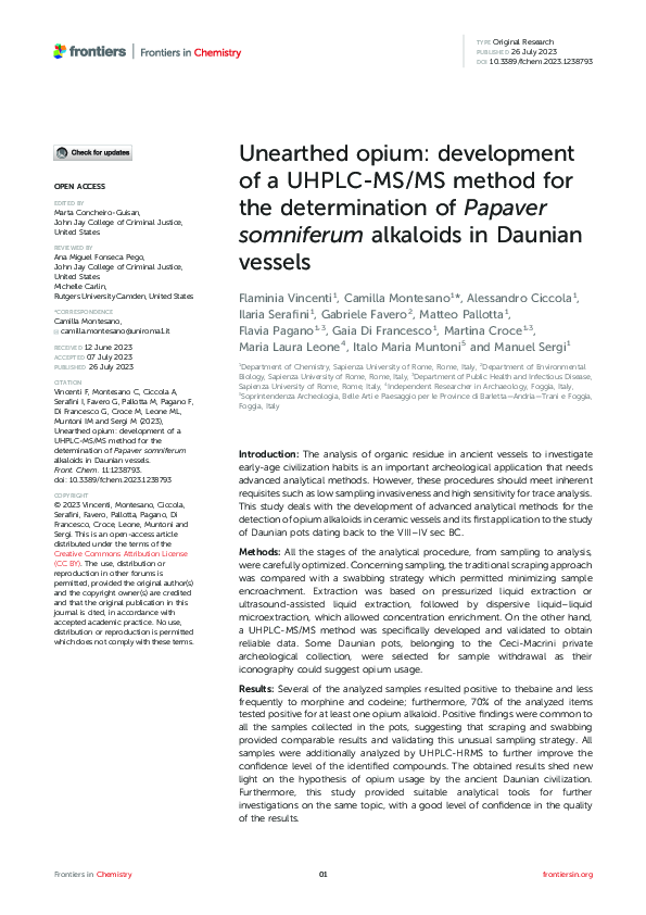 (PDF) UNEARTHED OPIUM: development of a UHPLC-MS/MS method for the ...