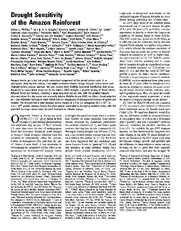 (PDF) Drought Sensitivity of the Amazon Rainforest
