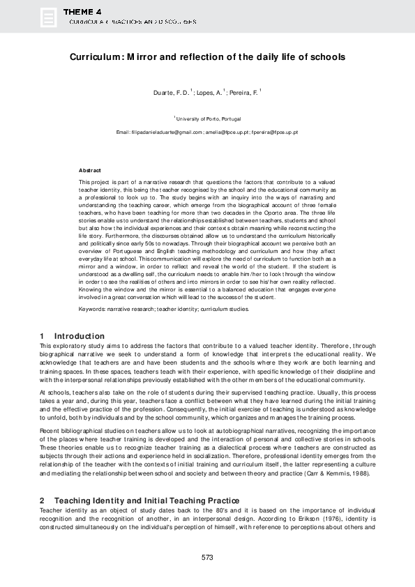 (PDF) Curriculum: mirror and reflection of the daily life of schools