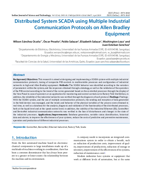 (PDF) Distributed system SCADA using multiple industrial communication ...