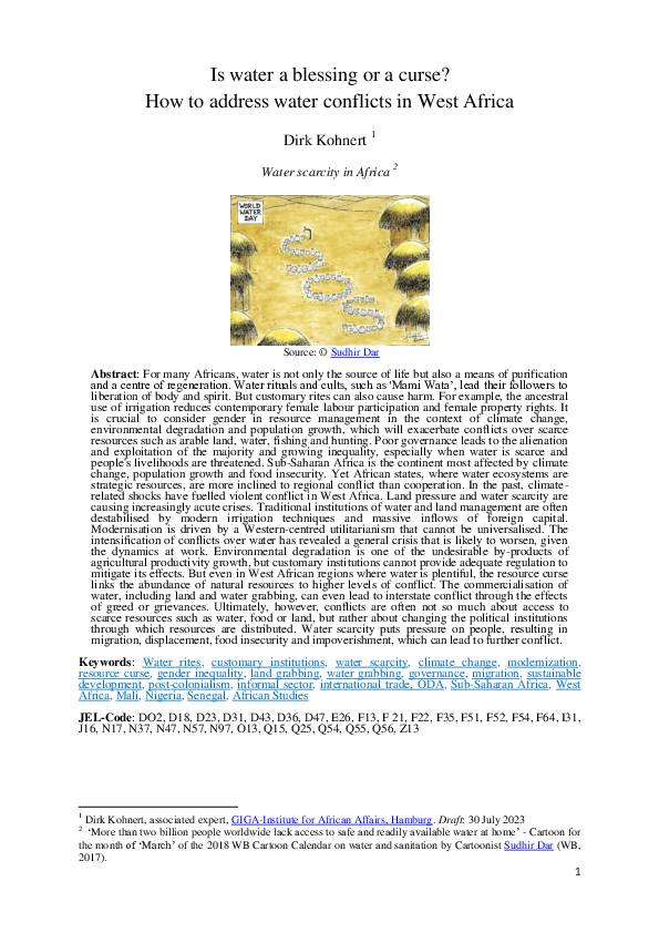 (PDF) Water as a blessing and a curse: How to address water conflicts ...