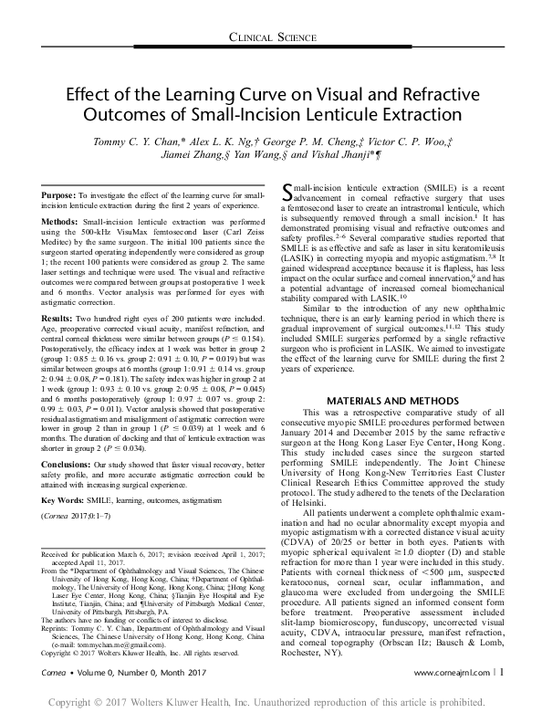 (PDF) Effect of the Learning Curve on Visual and Refractive Outcomes of ...