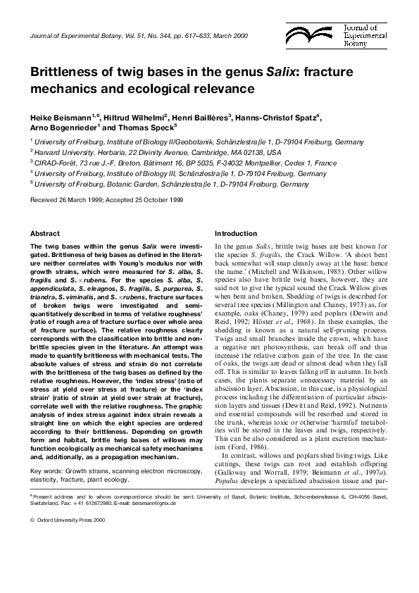 (PDF) Brittleness of twig bases in the genus Salix: fracture mechanics ...