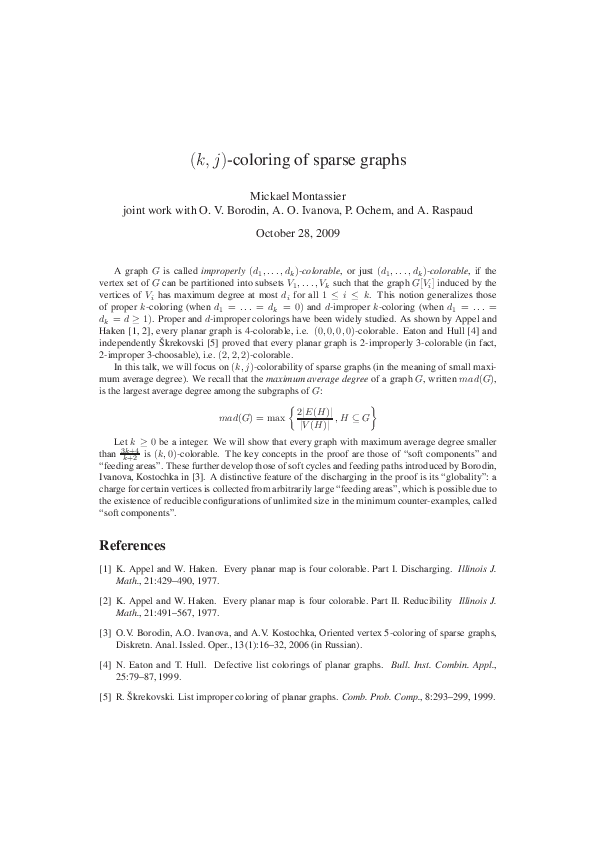 (PDF) (K,J)-Coloring of Sparse Graphs