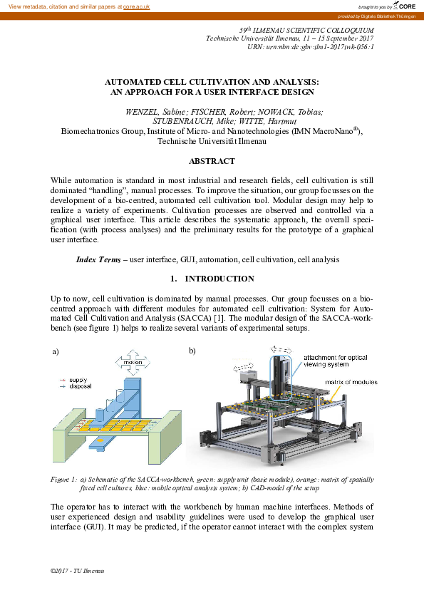 (PDF) Automated cell cultivation and analysis: an approach for a user ...