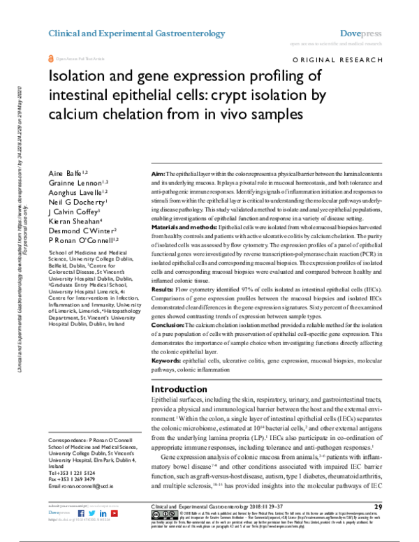 (PDF) Isolation and gene expression profiling of intestinal epithelial ...