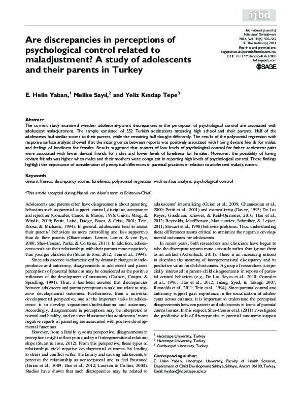 (PDF) Are discrepancies in perceptions of psychological control related ...