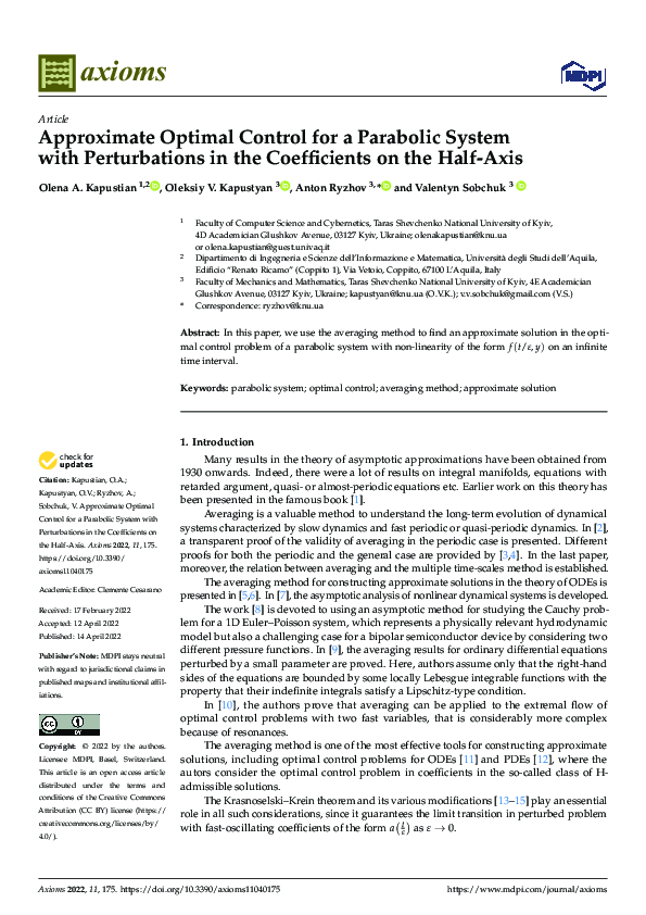 (PDF) Approximate Optimal Control for a Parabolic System with ...