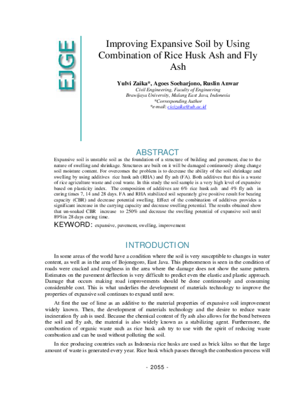 (PDF) Improving Expansive Soil by Using Combination of Rice Husk Ash ...