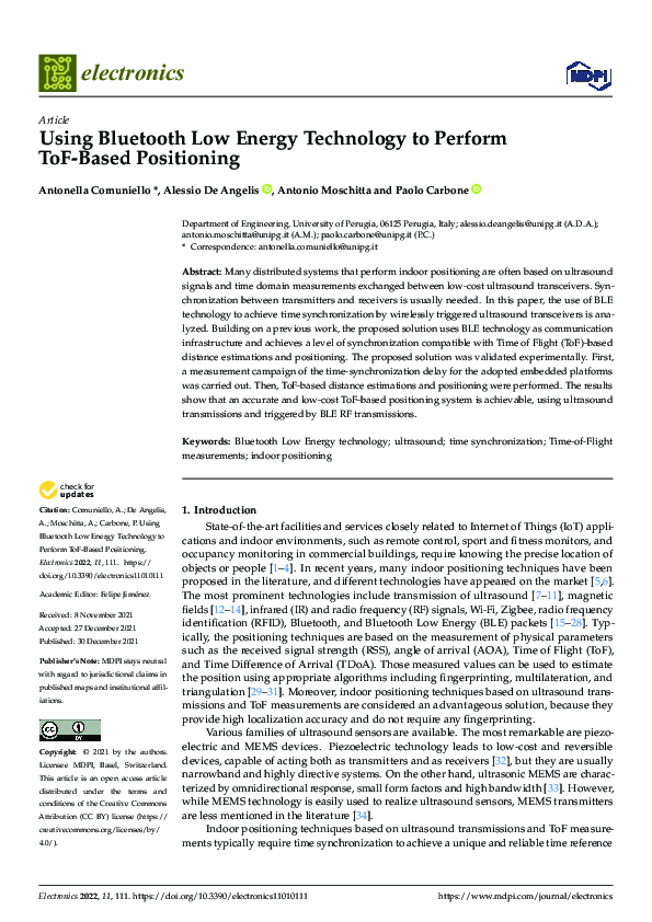 (PDF) Using Bluetooth Low Energy Technology to Perform ToF-Based ...