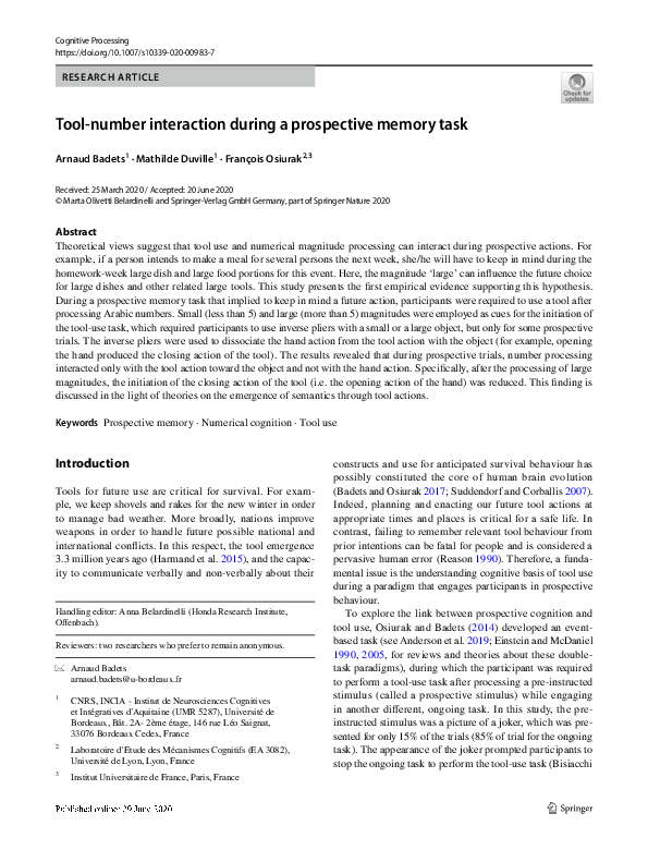 (PDF) Tool-number interaction during a prospective memory task