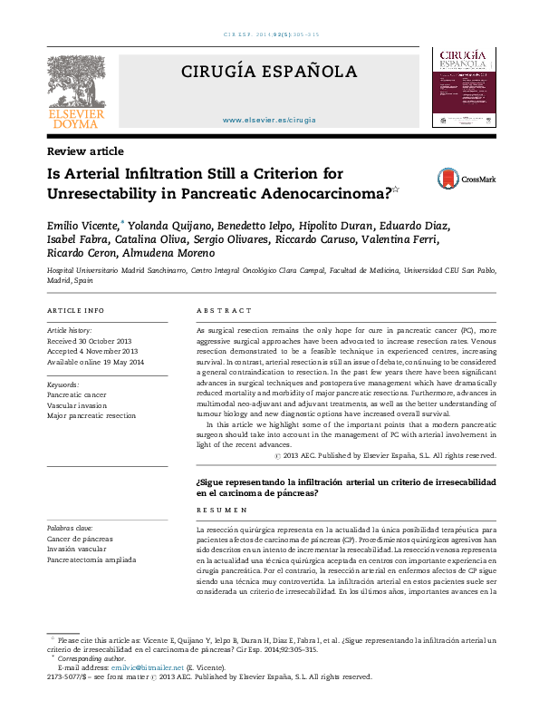 (PDF) Is arterial infiltration still a criterion for unresectability in ...