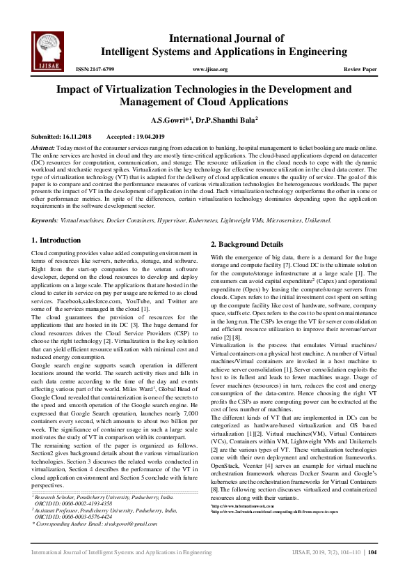 (PDF) Impact of Virtualization Technologies in the Development and ...