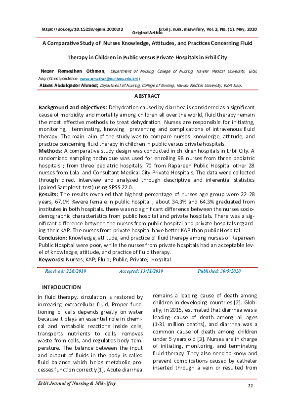 (PDF) A Comparative Study of Nurses Knowledge, Attitudes, and Practices ...