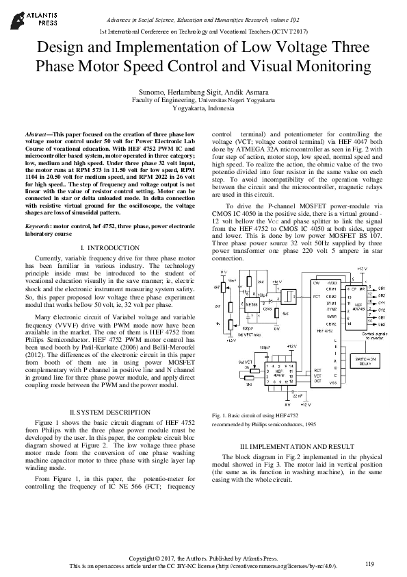 (PDF) Design and Implementation of Low Voltage Three Phase Motor Speed ...