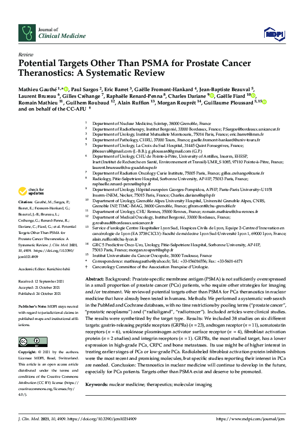 (PDF) Potential Targets Other Than PSMA for Prostate Cancer ...