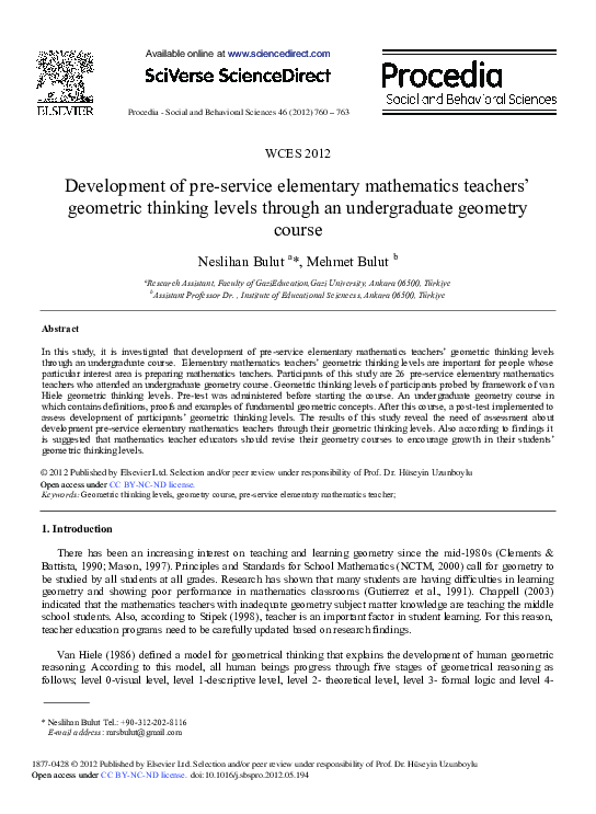 (PDF) Development of Pre-Service Elementary Mathematics Teachers ...