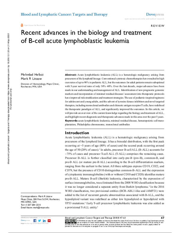 (PDF) Recent advances in the biology and treatment of B-cell acute ...