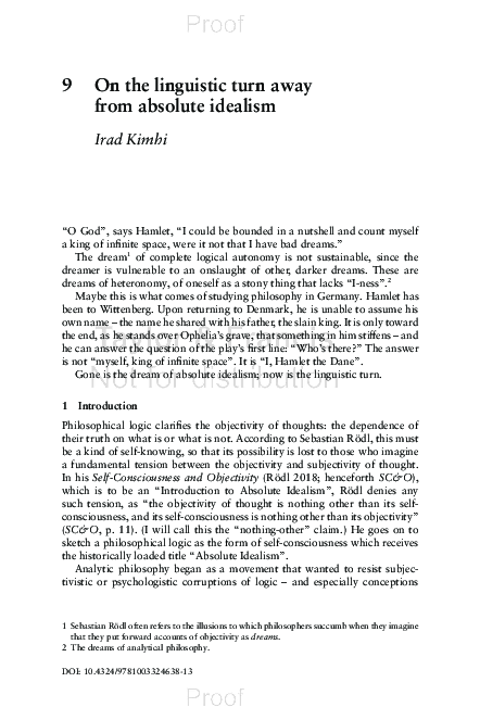 (PDF) On the linguistic turn away from absolute idealism