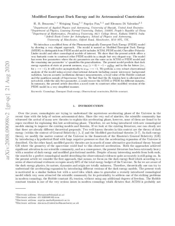 (PDF) Modified emergent dark energy and its astronomical constraints