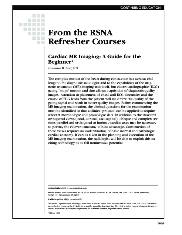 PDF) From the RSNA Refresher Courses