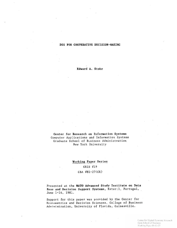 (PDF) DSS for Cooperative Decision-Making