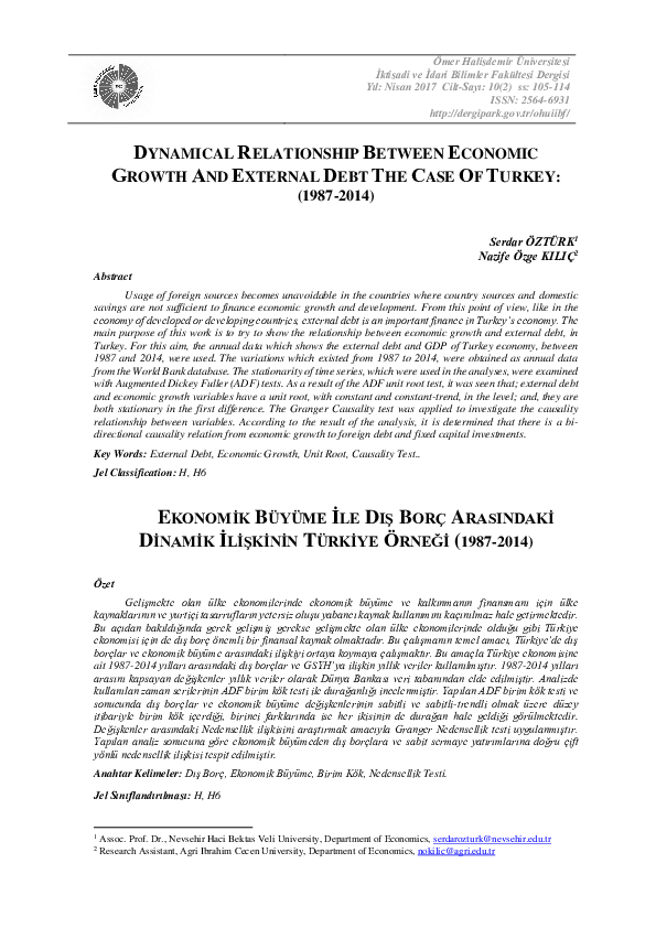 (PDF) Dynamical Relationship Between Economic Growth and External Debt ...
