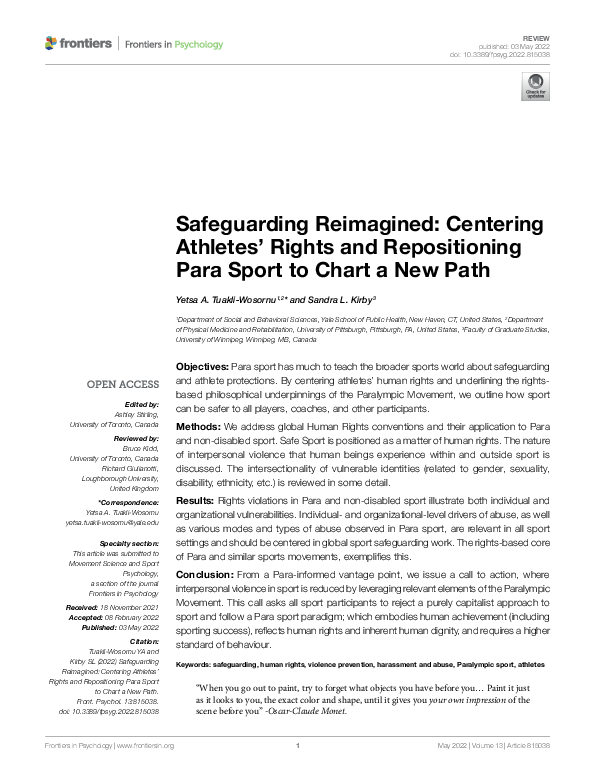 (PDF) Safeguarding Reimagined: Centering Athletes’ Rights and ...