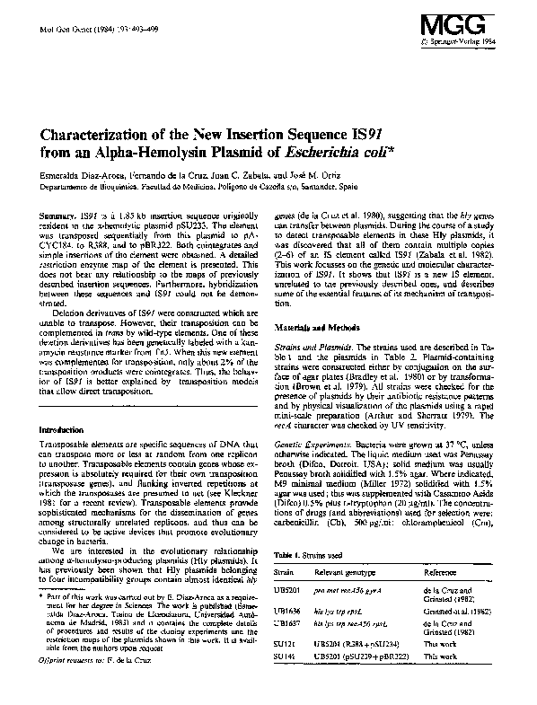 (PDF) Characterization of the new insertion sequence IS91 from an alpha ...