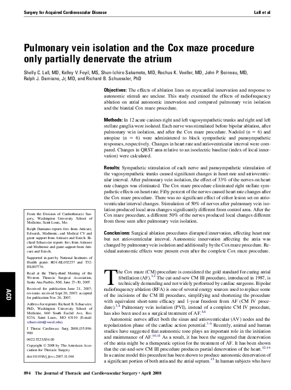 (PDF) Pulmonary vein isolation and the Cox maze procedure only
